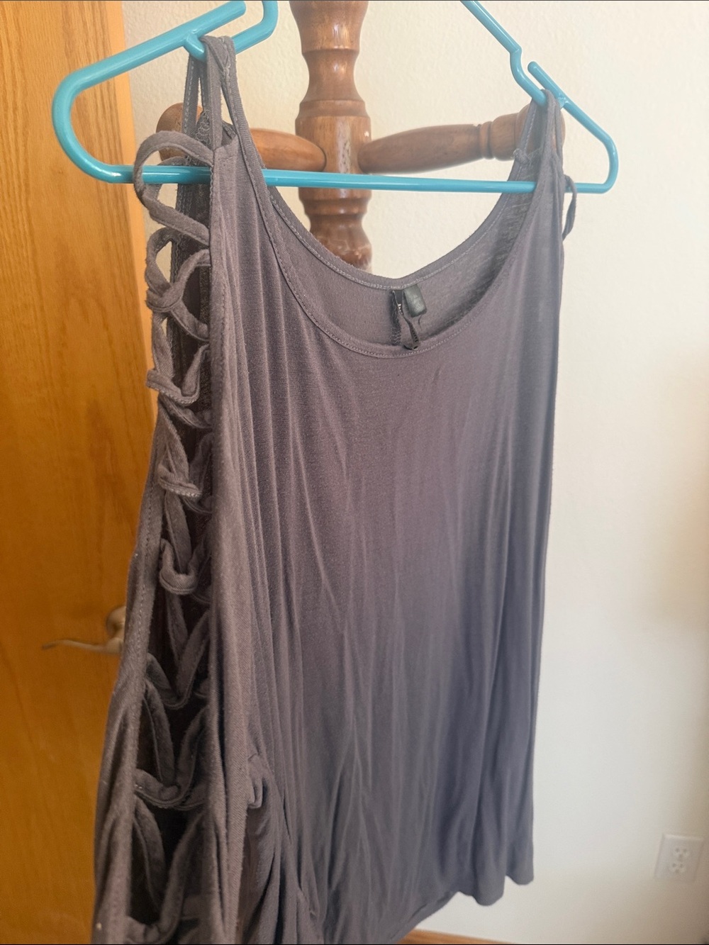 HeartSoul Gray Sleeveless Shirt with Side Lace-Up Detail